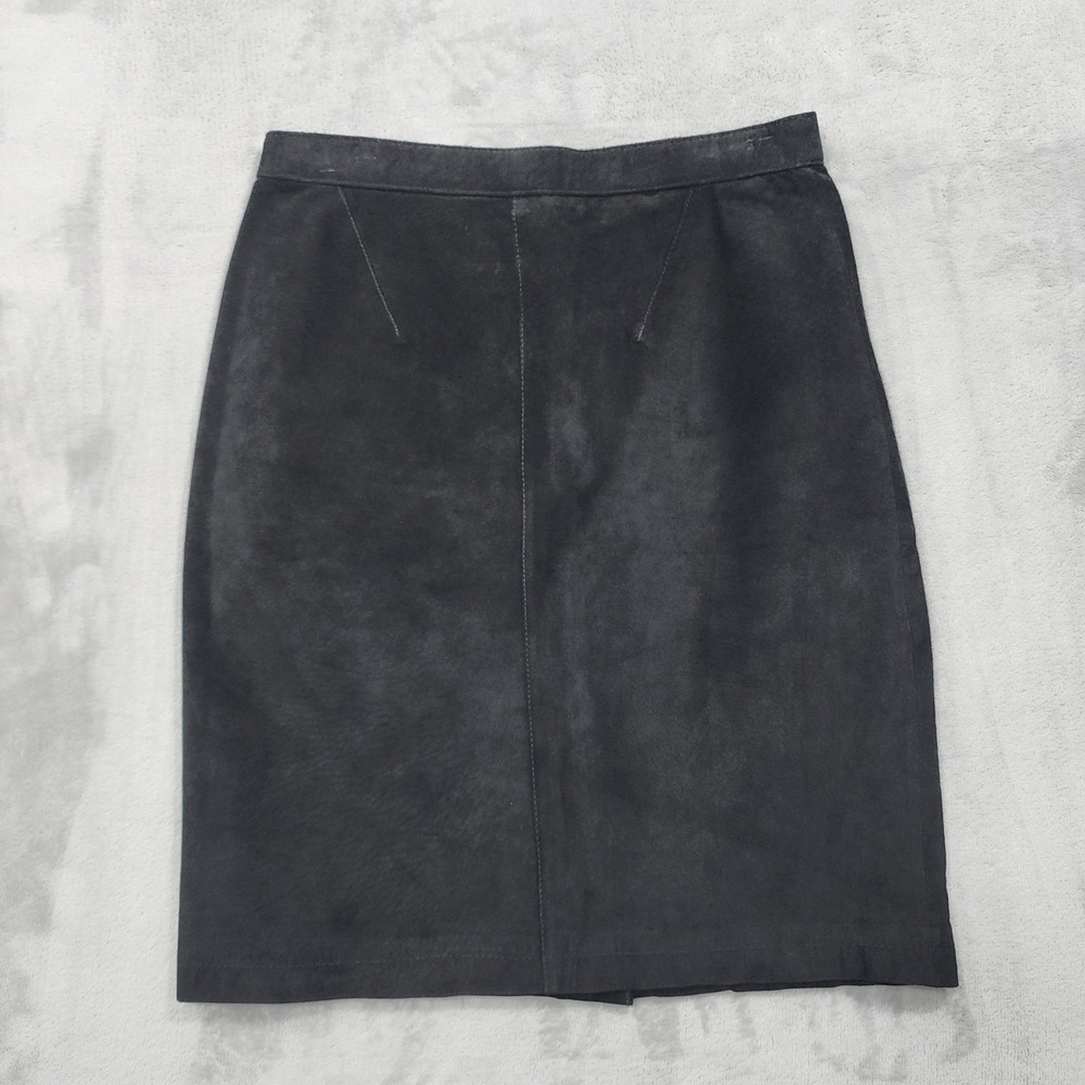 Vintage Esprit‎ Collection Skirt Womens 28 Black Suede Leather Pencil Grunge